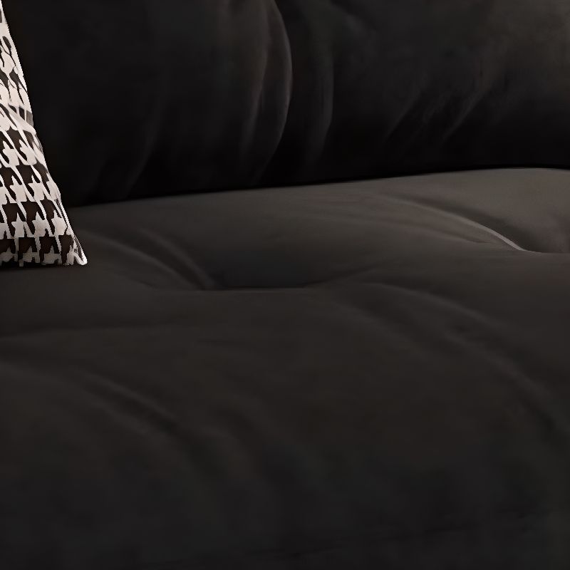 Standard Sofa in Midnight Black Soft-pile Fabric with 3 Pillows
