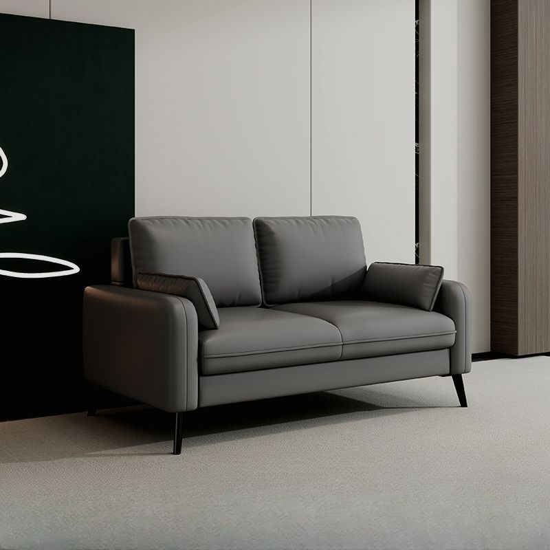 Contemporary Scratch-immune Solid Color Cerulean/Olive Green/Amber Color Loveseat for Seats 2 with Pillow Back and Square Arm
