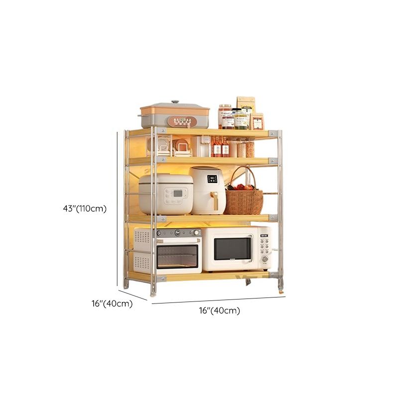 Unfinished Contemporary Standard Baker's Rack with Butcher Rack, Steel Frame, and Manufactured Wood Shelves
