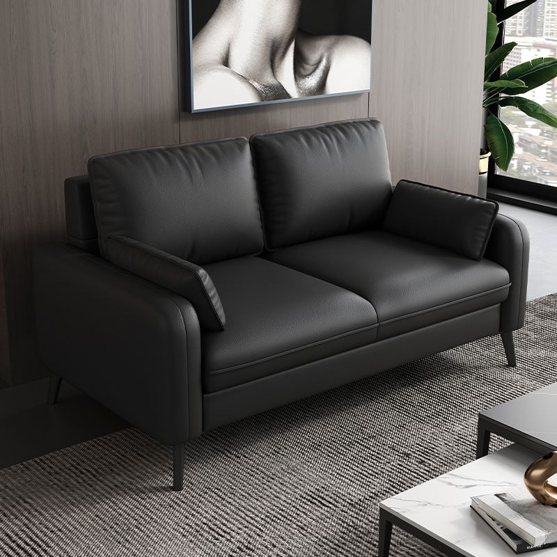 Contemporary Modern Solid Color Water Resistant Loveseat in Navy Blue/Emerald Green/Amber Color, 2-seater with 2 Pillows