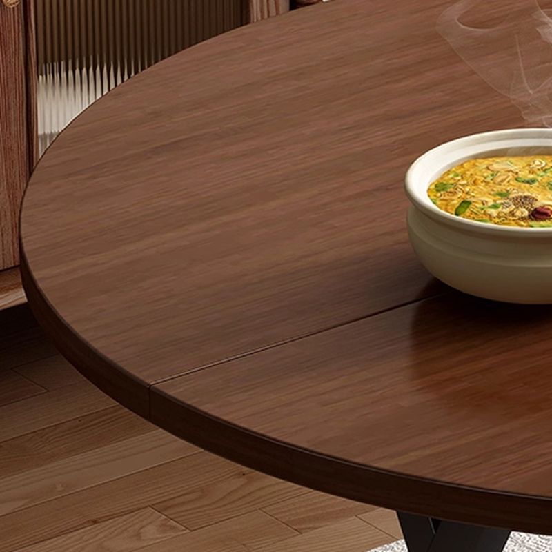 Minimalist SpaceSaver Orbicular Flip-top Table in Black with Rust Resistant Faux Wood Top