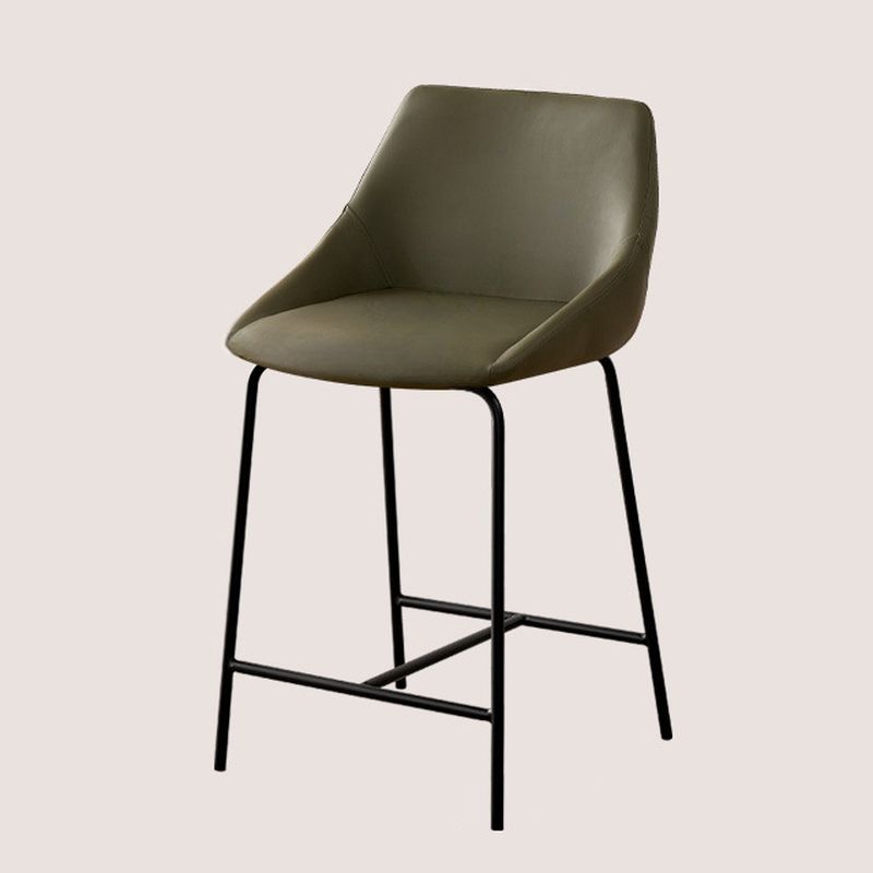 Casual Rawhide Bar Stools in Jade Green/Caramel/Cream with Back, Arms, Pail Seat, and Leg Rest