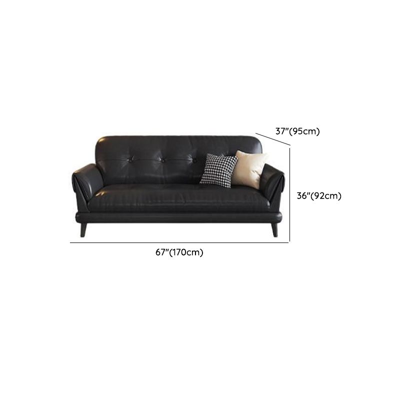 Contemporary Modern Solid Color Stain Resistant Standard Sofa/Loveseat/Single Sofa in Midnight Black, Seats 3/Seats 4/2-seater with 2 Pillows