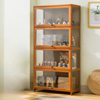 Bambusa Flooring Curio Cabinet with Stockroom, 4 Cabinets/3 Cabinets/2 Cabinets, 4 Shelves/3 Shelves/2 Shelves, 4 Doors/3 Doors/2 Doors