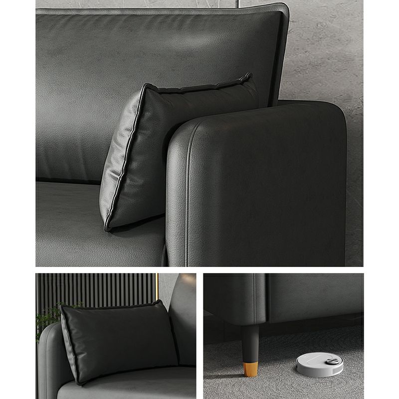 Modern Faux Leather Loveseat with Pillow Back and Foam Seat Fill