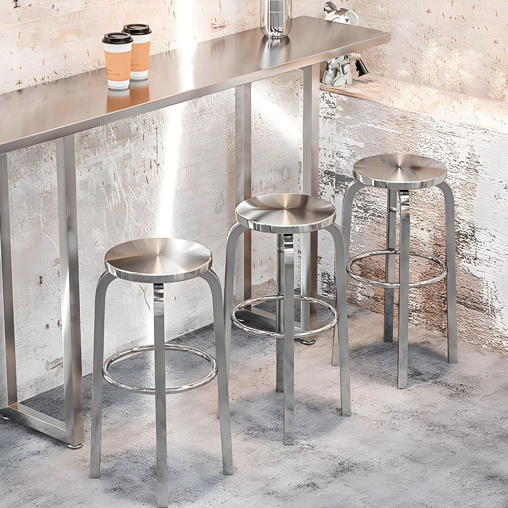 1/2/4 Pieces Silver Stainless Steel Contemporary Bar Pub Table Set