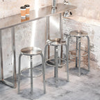 1/2/4 Pieces Silver Stainless Steel Contemporary Bar Pub Table Set