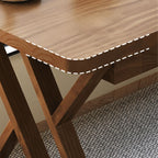 Casual Writing Desk with Easy Assembly, Scratch-proof Double Pedestal Base in Sepia with Foot Pad and Pine Wood Top