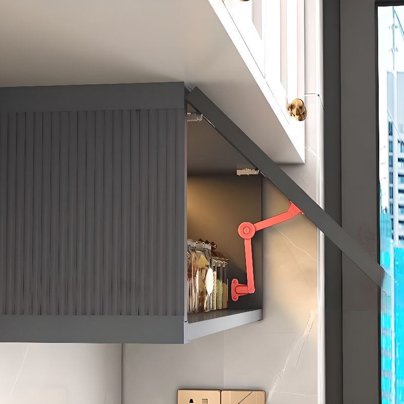 Modern Metal Wall Mount Above Fridge Cabinet with Repository