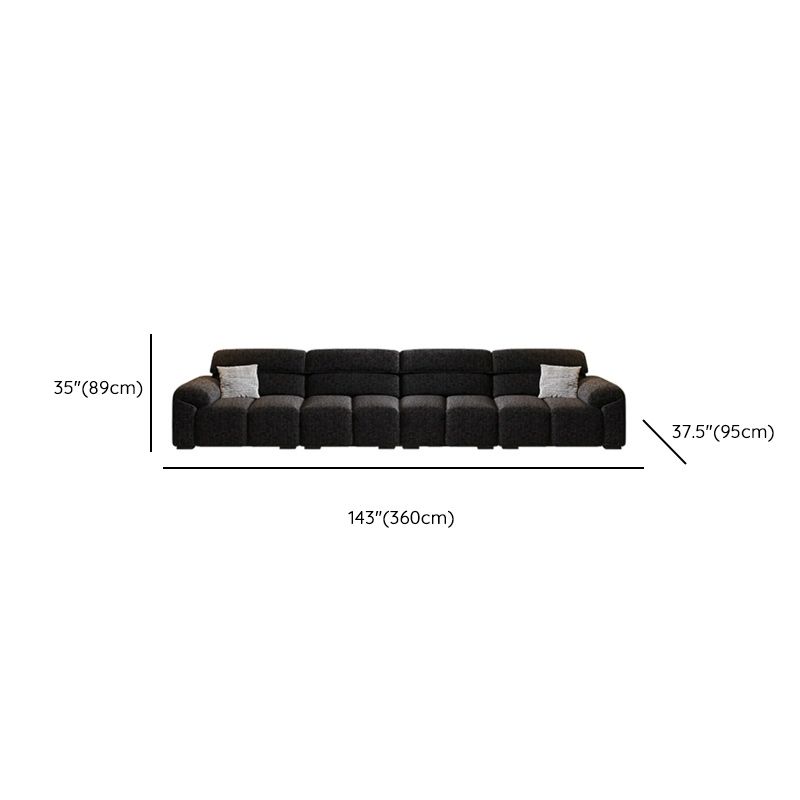Modish Solid Color Water Resistant/Stain Resistant Standard Sofa/Single Sofa in Midnight Black, Seats 5/4/3 with 3/2/1 Pillows