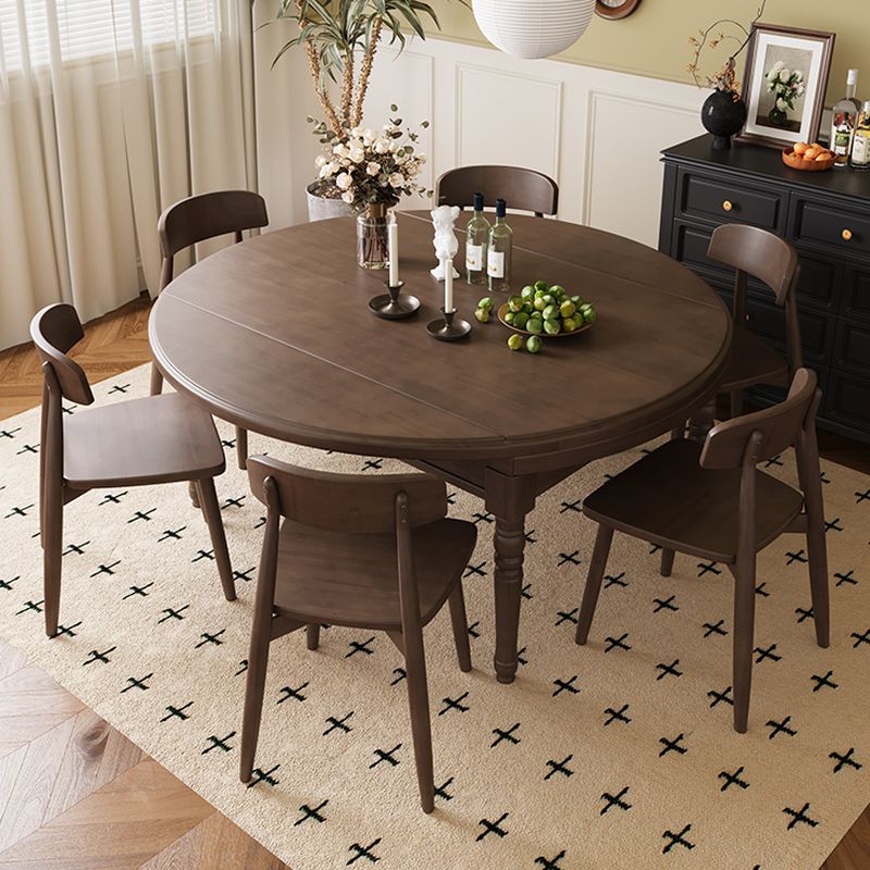 Contemporary Ink/Sepia Solid Wood Kitchen & Dining Table with Legs, Retractable Leaf, Waterproof for 4-person Seating