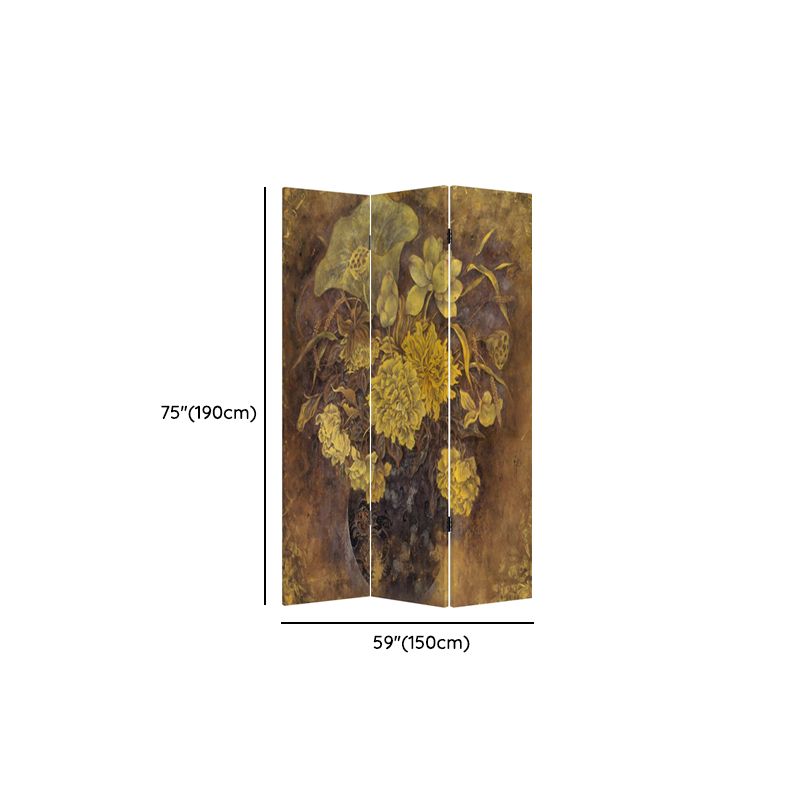 Multicolor Opaque Fold-up Screen Divider with Natural Wood Frame, 4 Panels/3 Panels, Double Sided Print, and Independent Free Standing