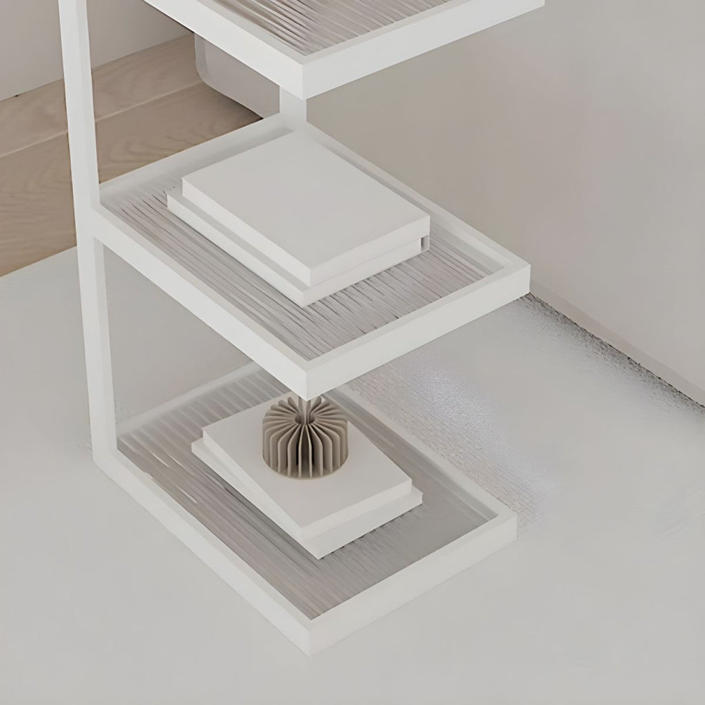Minimalist Glass Nightstand with Steel Frame - Sleek Open Storage for Bedroom Essentials
