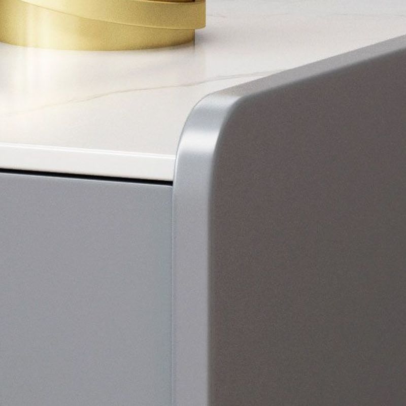 Modish Nightstand With Drawer Organization Featuring 2 Drawers and Stone Countertop