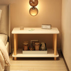 Contemporary Chairside Table Only with Engineered Wood Top, 4 Legs, Chalk/Unfinished Color, Rectangle/Square Shape, and Shelf