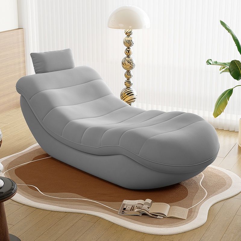 Contemporary Solid Color Reclining Chaise Lounge Indoor with Natural Wood and Ergonomic Padded Design