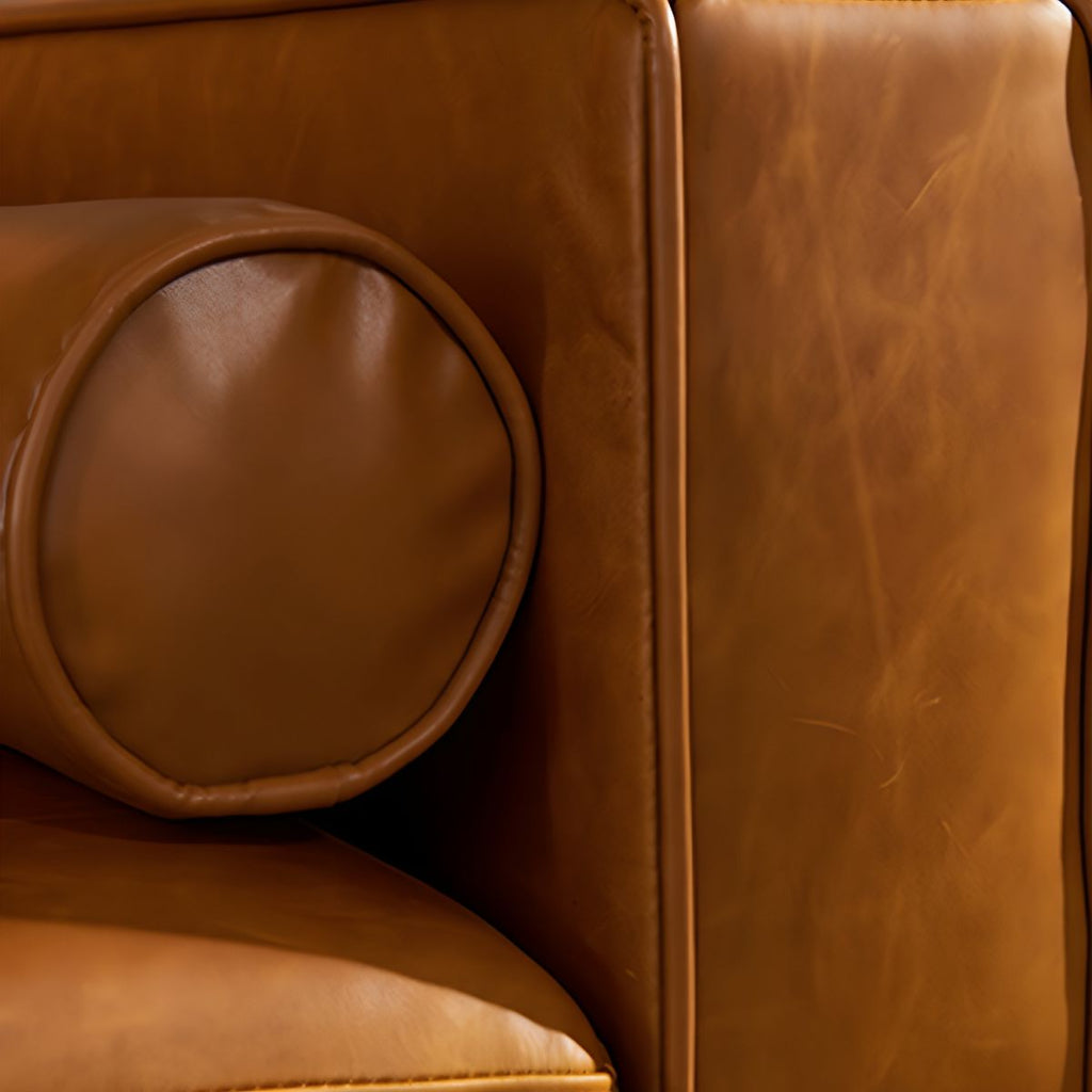 Craftsman Faux Leather Square Tufted Sofa for Living Room 65H