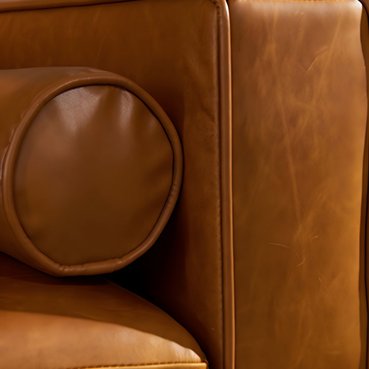 Craftsman Faux Leather Square Tufted Sofa for Living Room 65H