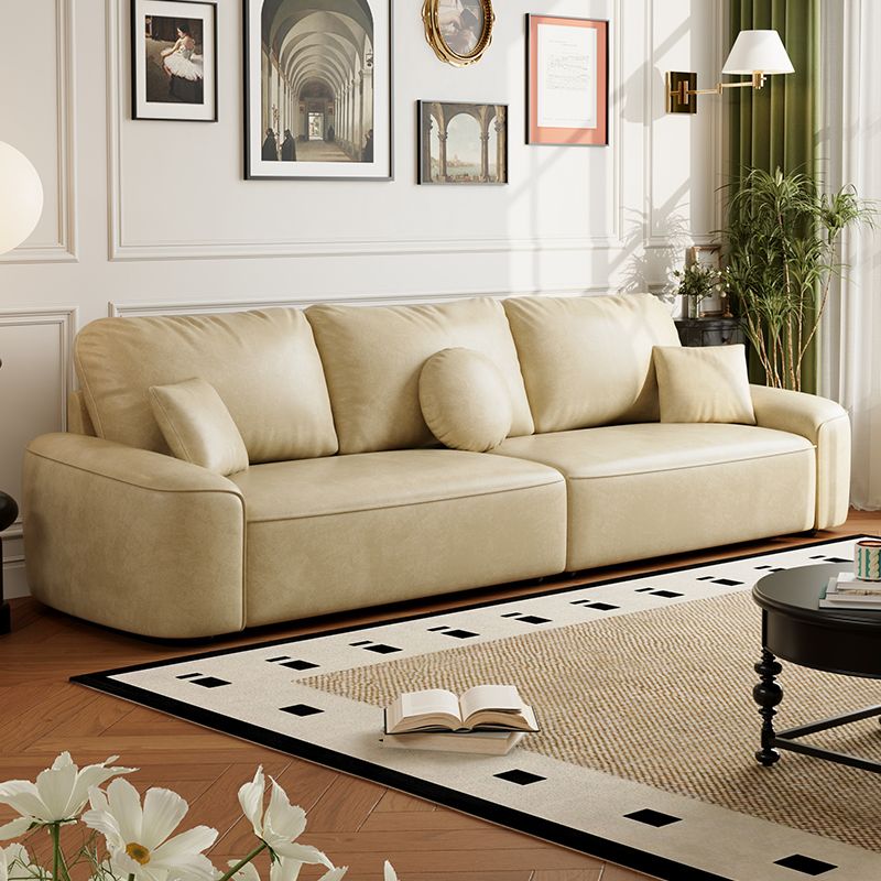 Modish Solid Color Stain Resistant Standard Sofa in Black/Sage/Auburn, Available as 3-seater/4-seater with 3 Pillows