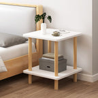Contemporary Chairside Table Only with Engineered Wood Top, 4 Legs, Chalk/Unfinished Color, Rectangle/Square Shape, and Shelf
