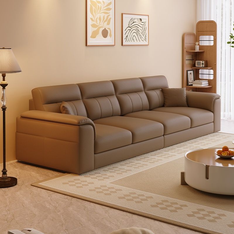 Modish Solid Color Stain Resistant Standard Sofa in Black/Light Gray/Light Brown with 6-Seater/5 Person/4-Seater Capacity and 2 Pillows