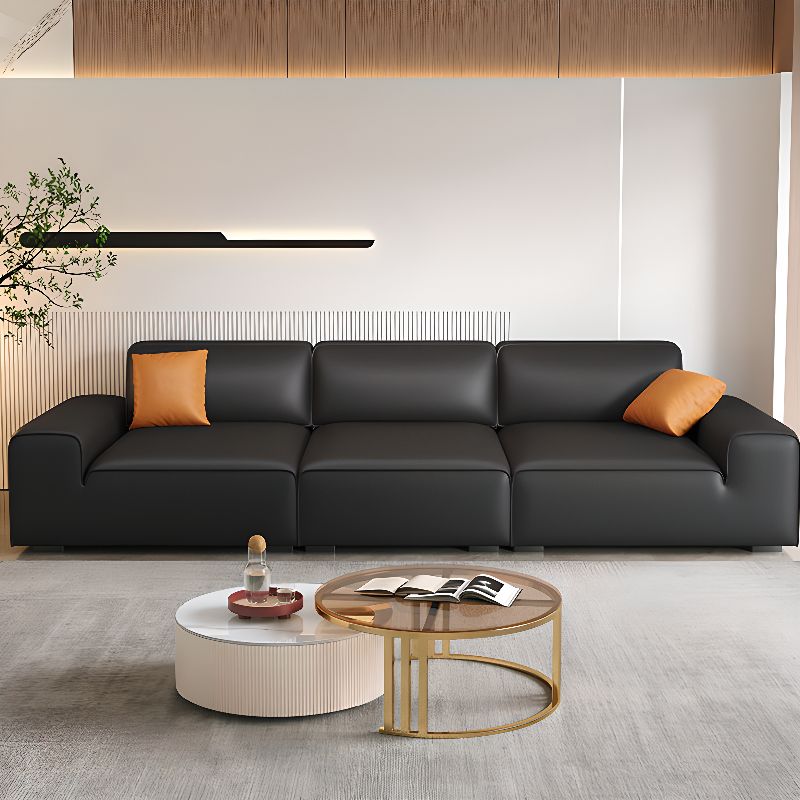 Midnight Black/White Standard Sofa/Loveseat with Armrest for Drawing Room