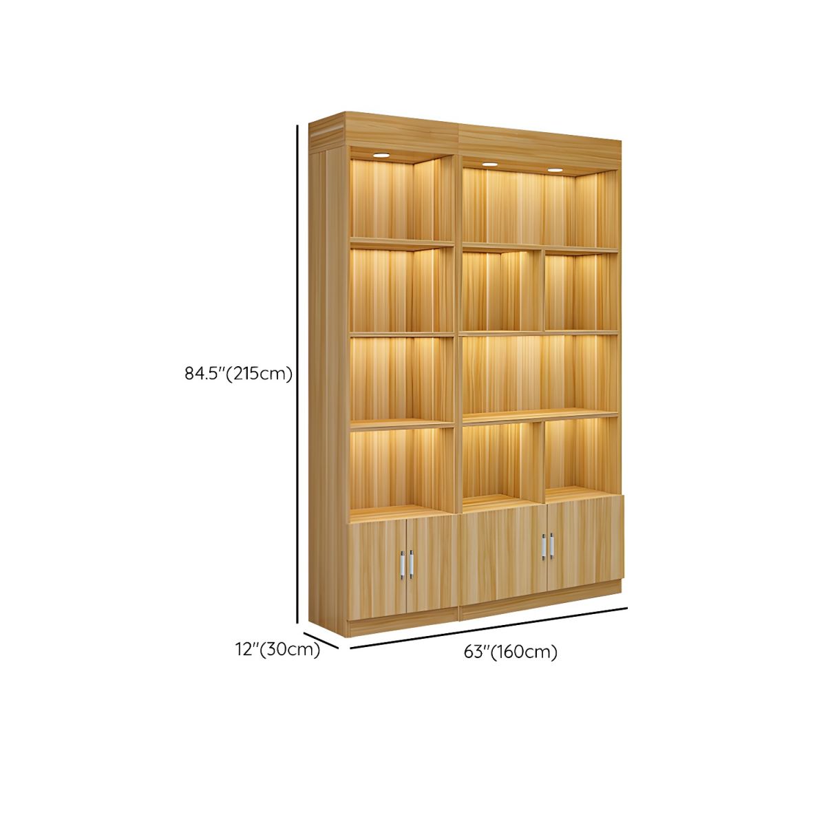 Multi-shelf Modern & Contemporary Style Wood Hutch Cabinet for Living Room