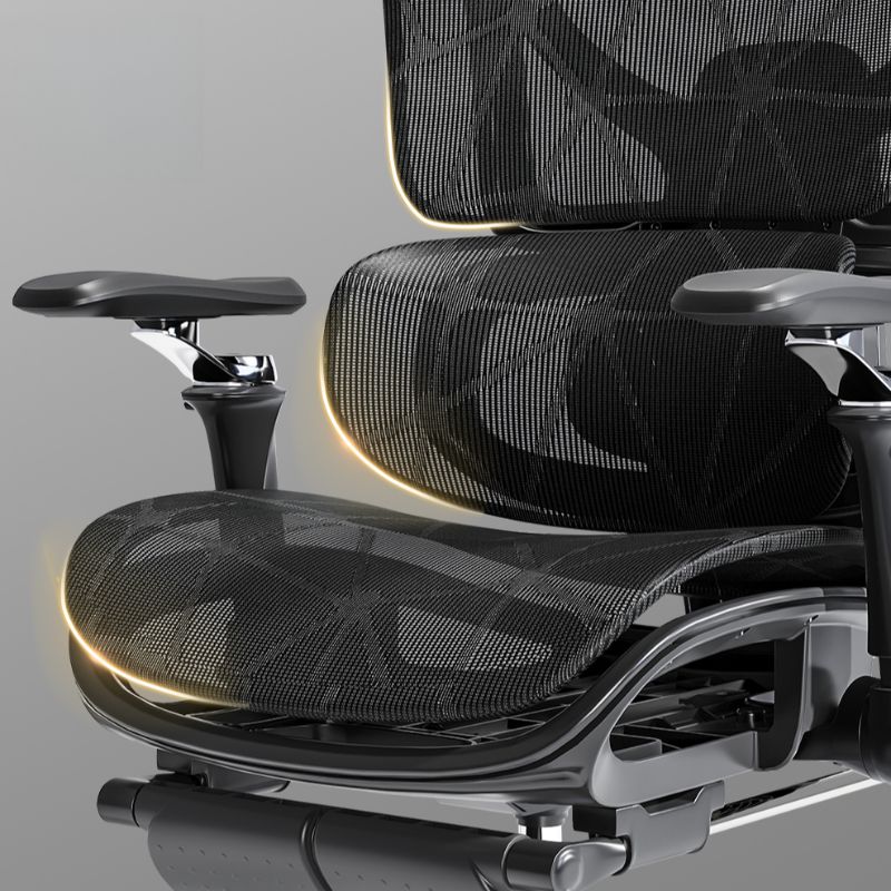 Multi-levelled Single Color Chair with Armrest, Wheels, Lumbar Support, Tilt Available, Glide Movement, and Mesh Back
