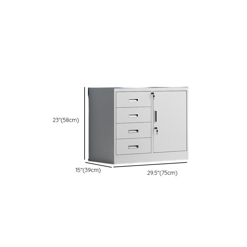 Minimalist Steel Vertical Filing Cabinet with Flameproof Locker, Soft Close Drawers & Key Lock