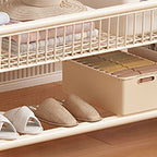 Contemporary/Art Deco Coat Rack with Receptacle Storage, 2 Shelves, Alloy Frame, Metal Hook, and Shoe Storage