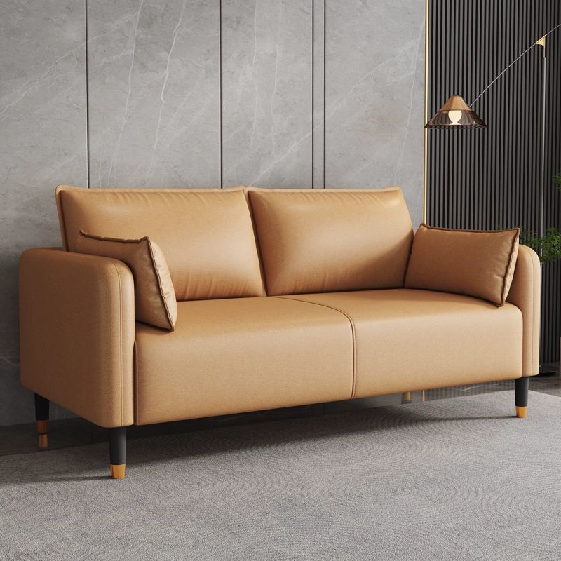 Modern Faux Leather Loveseat with Pillow Back and Foam Seat Fill