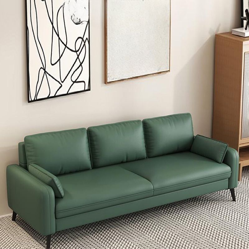Simple Solid Color Blue/Grey/Orange Sofa with Pillow Back & Square Arm Living Spaces, Scratch Resistant