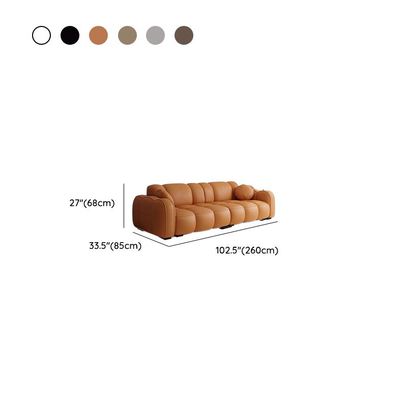 Trendy Solid Color Stain Resistant Standard Sofa in Dark Gray/Light Brown/Amber Color with Arm, 4-seater/Seats 3, and 2 Pillows