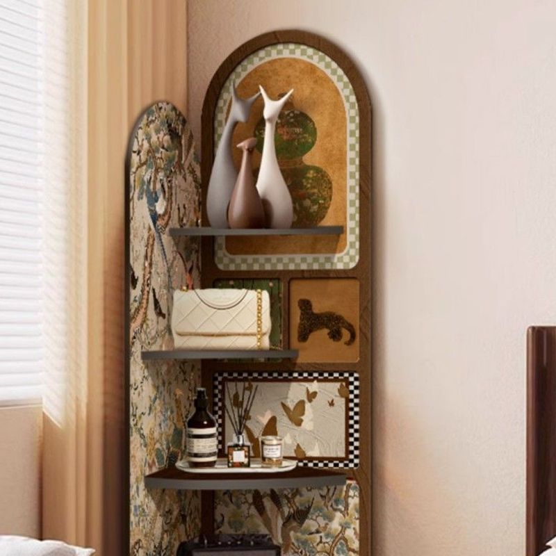 Modern Simple Style Nook Decorative Cabinet with 4 Exterior Shelves, Matte Black Lumber Top