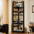 Modern Simple Style Nook Decorative Cabinet with 3/4 Exterior Shelves, Lumber Countertop in Matte Black