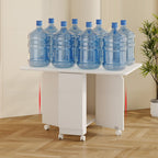 Chalk Minimalist Rectangular Folding Banquet Table with Casters and Dust Resistant Faux Wood Top