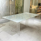 Modish Rectangular Dining Table with Fixed Table Mechanism in White Color