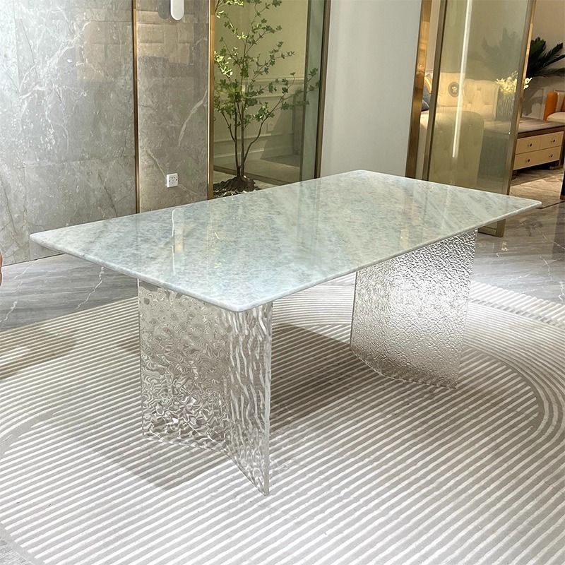 Modish Rectangular Dining Table with Fixed Table Mechanism in White Color