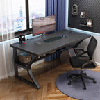 Minimalist Gaming Computer Desk with Rust Resistant Sled Base, Exterior Shelf, Wire Management, and Engineered Wood Top