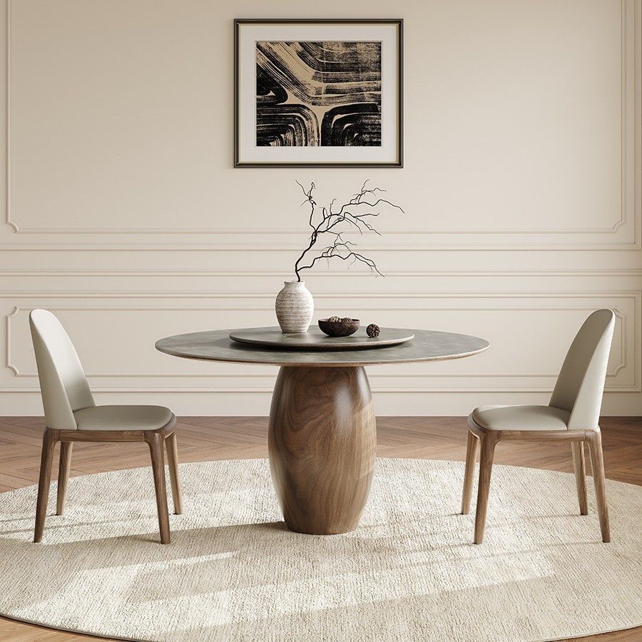 Tan Base Stone Dining Table with Anti-Fouling Sintered Stone Top, 4-person Seat/Seating for 8/Seating for 6