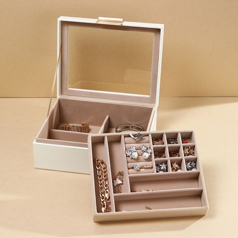 Modern & Contemporary Solid Color Artificial Leather Jewelry Armoire