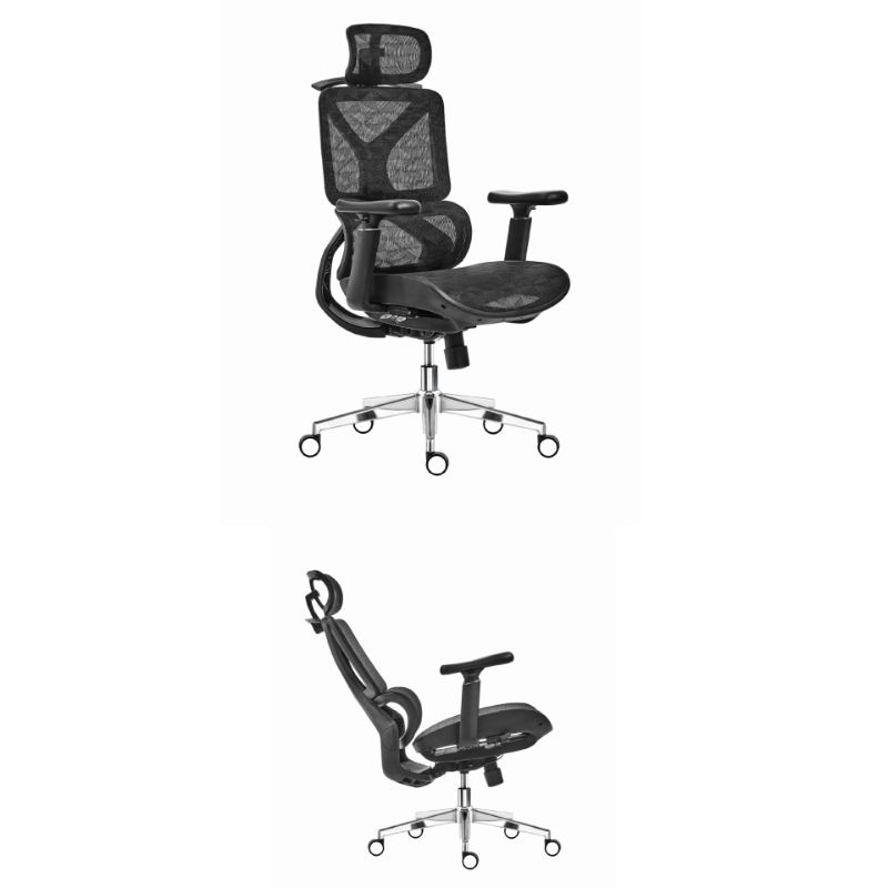 Mesh Office Desk Chairs with Foot Support, Waterfall Seat, Lumbar Support, Tilt Available, Height Adjustable Armrests, and Headrest