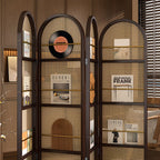 Minimalist Translucent Bamboo Screen Divider with Shelf, Fold-up and Independent