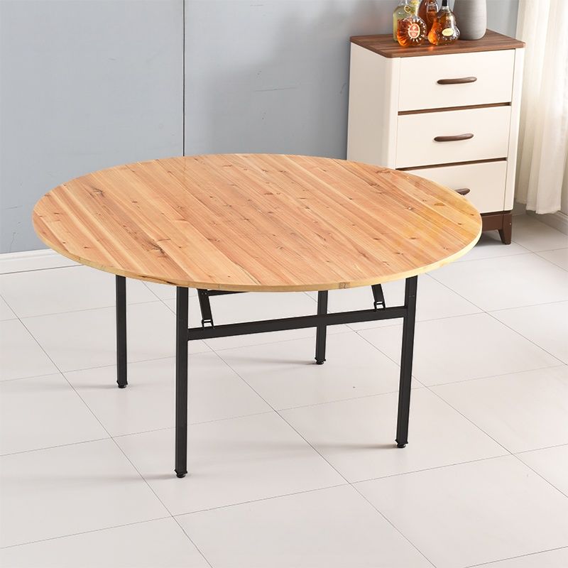 Natural Finish Trendy Folding Circular-shaped Bi-fold Table with Abrasion Proof Manufactured Wood Top