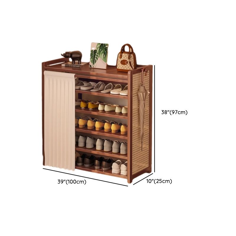 Art Deco Bambusa Rectangle Brown Shoe Rack with 6 Shelves for 11-20 Pairs in Drawing Room