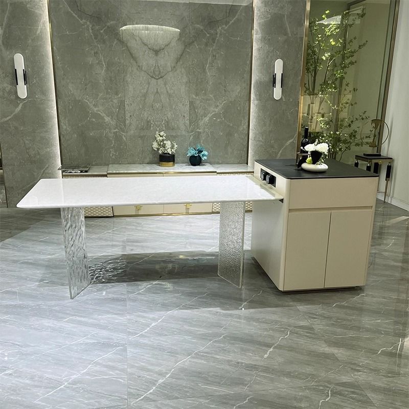 Modish Rectangular Dining Table with Fixed Table Mechanism in White Color