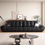 Contemporary Modern Solid Color Scratch-durable Standard/Single Sofa in Midnight Black, Seats 4/3 with 2 Pillows