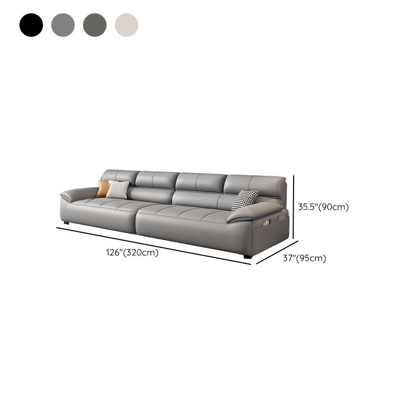 Contemporary Modern Solid Color Water Resistant Standard Sofa in Ink/Light Gray/Off-White, 4-Seater with 3 Pillows
