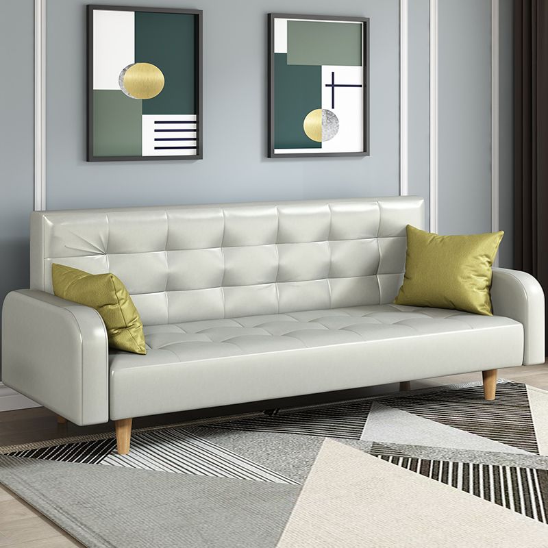 Standard Sofa in Midnight Black/Cerulean/Olive Green with Pu Leather and Armrest