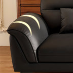 Midnight Black Standard Sofa with Armrest and 3 Pillows for Drawing Room